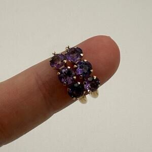 14k Yellow Gold Amethyst Huggie Earrings Set Vintage 90s